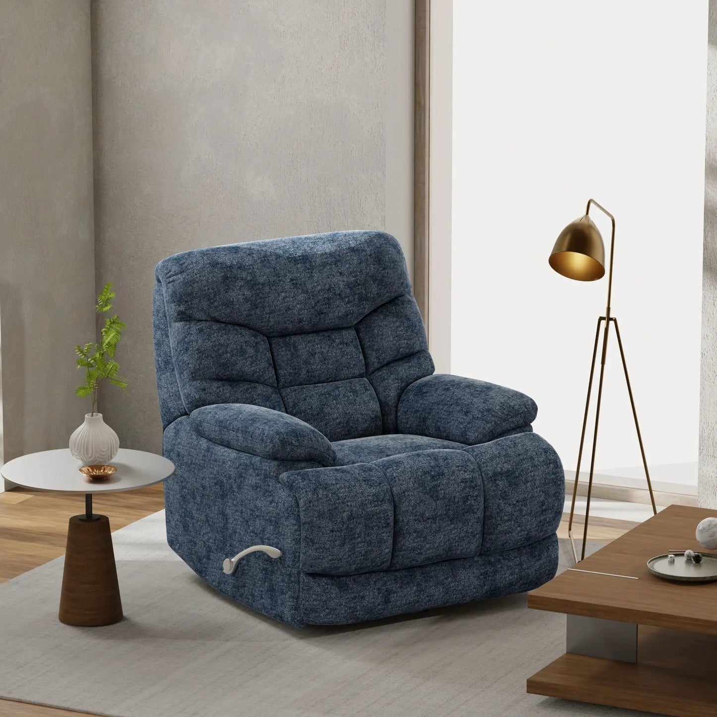 Swivel Glider Recliner in blue textured fabric by Unique Piece Furniture on Tampa Home & Garden Store