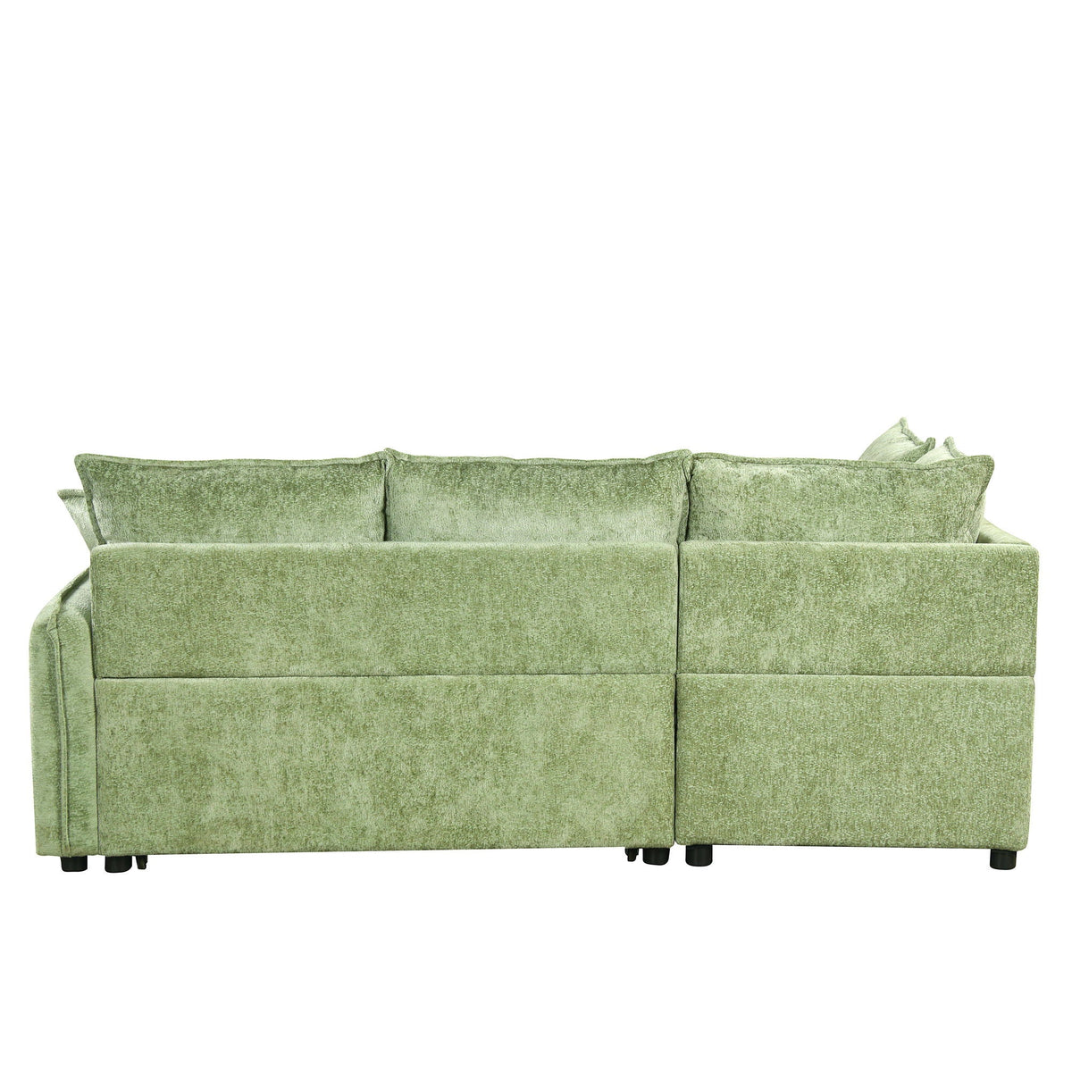 Convertible sofa bed sectional green fabric with storage ottoman and pillows HouseOfZazla on Tampa Home & Garden Store