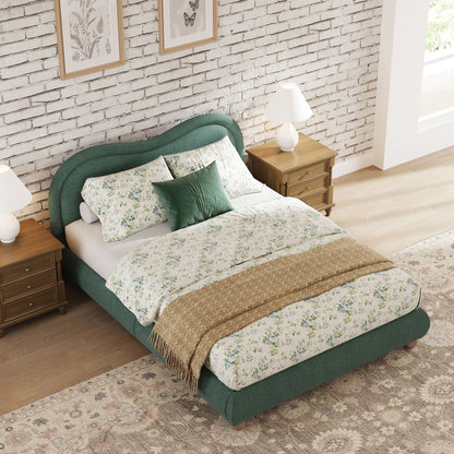 Upholstered Platform Bed with Curved Headboard