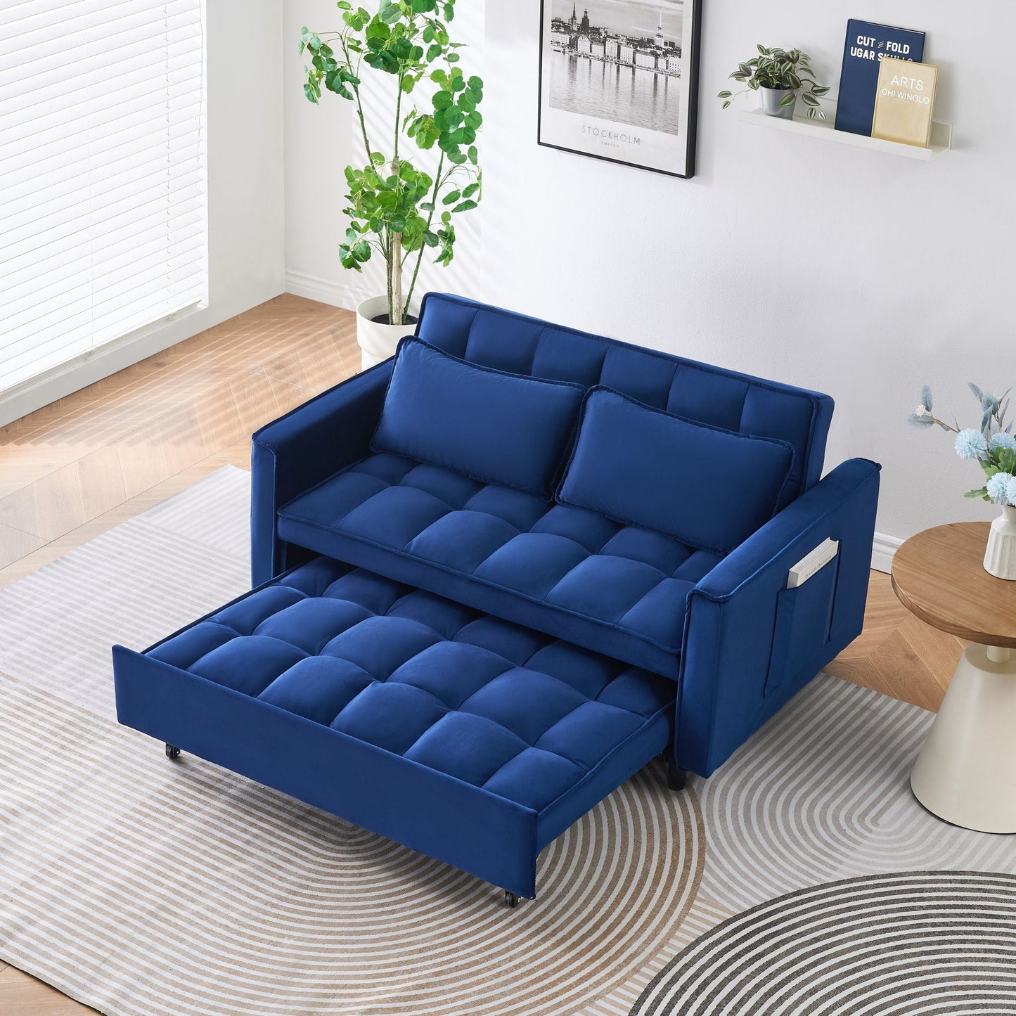 Large 3 In 1 Sofa Bed and Velvet Living Room