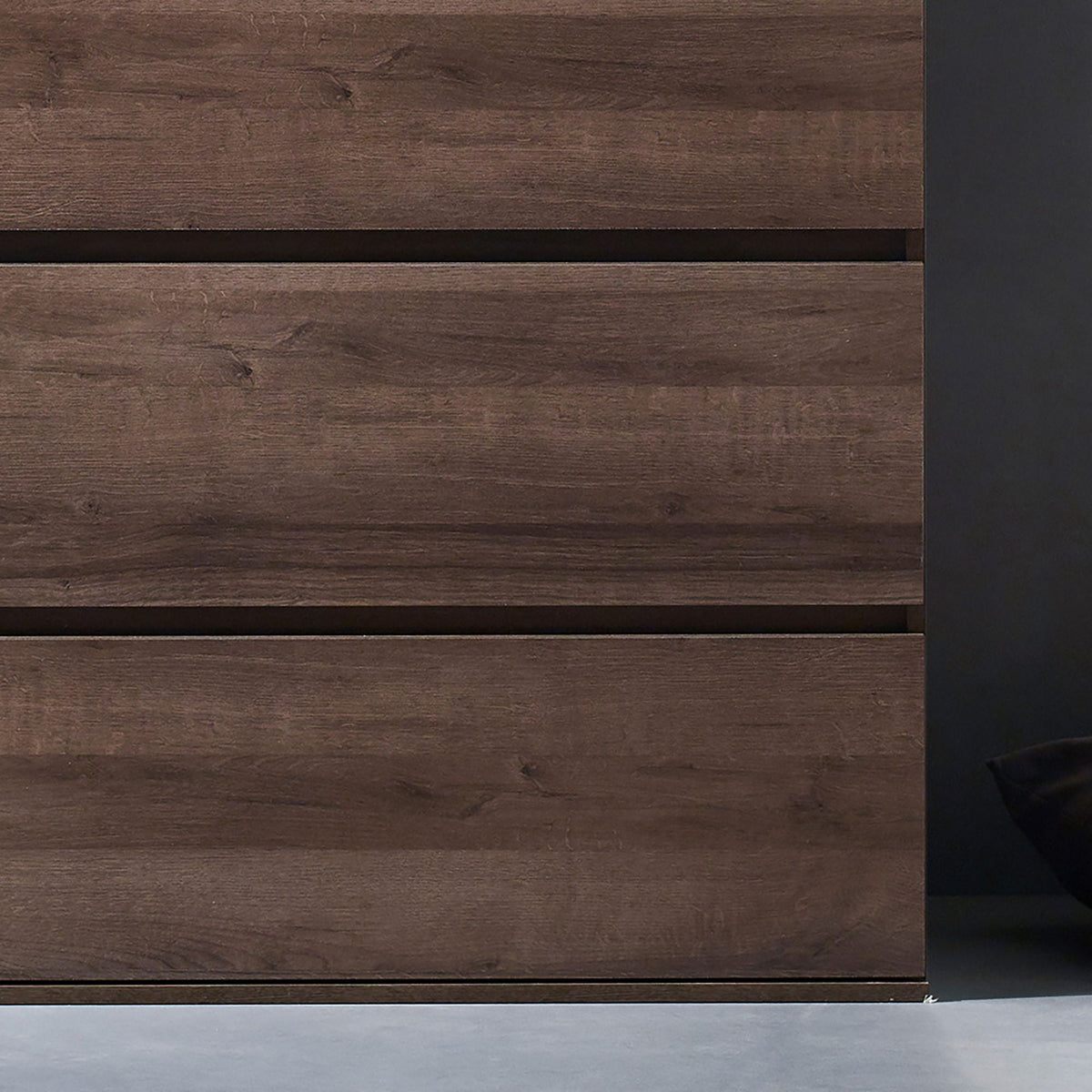 Contemporary wood accent chest with soft-closing drawers in dark brown finish on Tampa Home & Garden Store