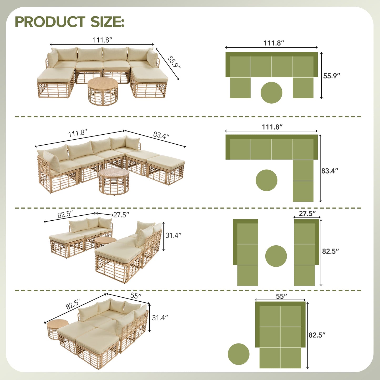 7-Piece outdoor patio furniture set allweather brown rattan sectional cushions HouseOfZazla on Tampa Home & Garden Store