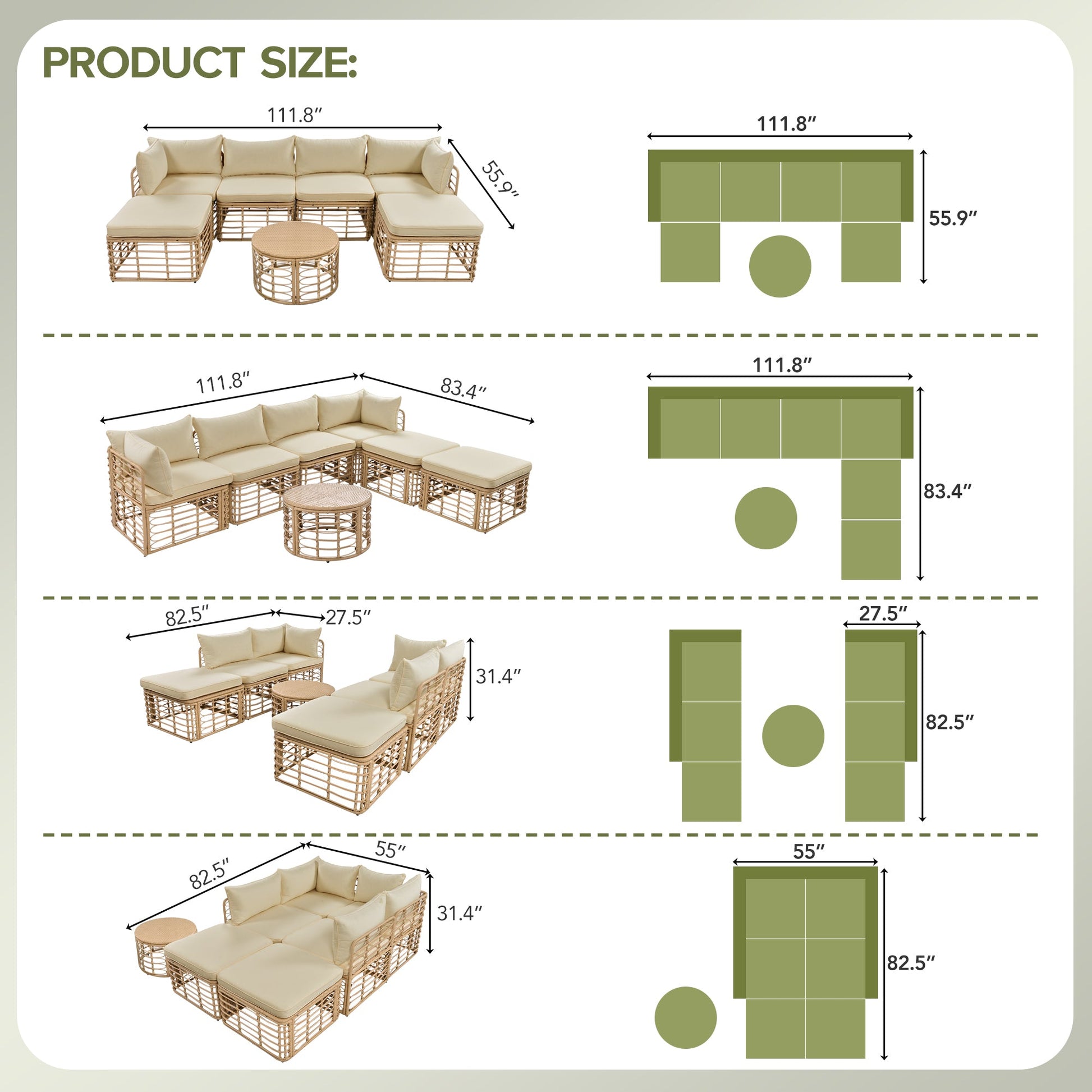 7-Piece outdoor patio furniture set allweather brown rattan sectional cushions HouseOfZazla on Tampa Home & Garden Store
