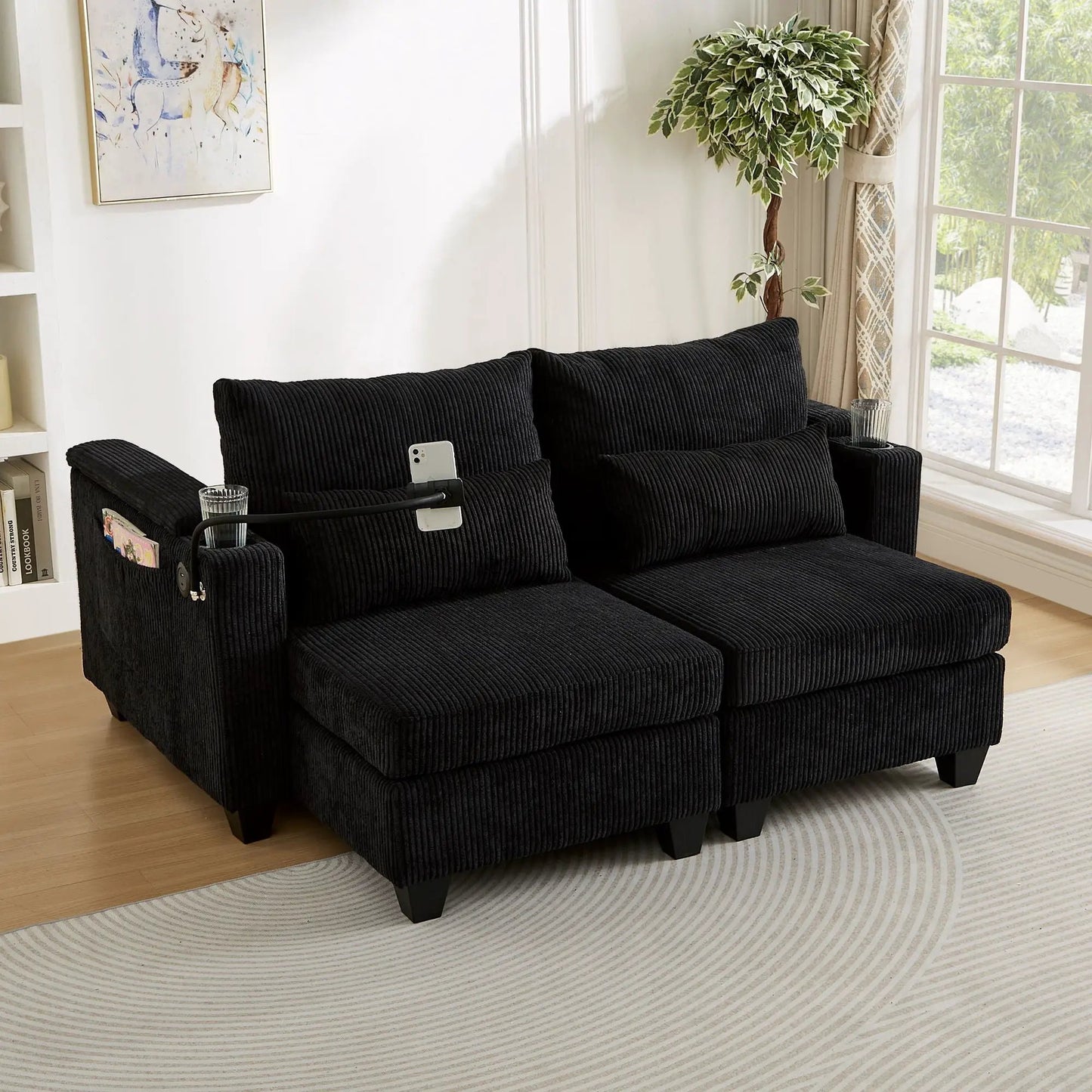 Convertible Chaise Lounge Chair With USB Ports