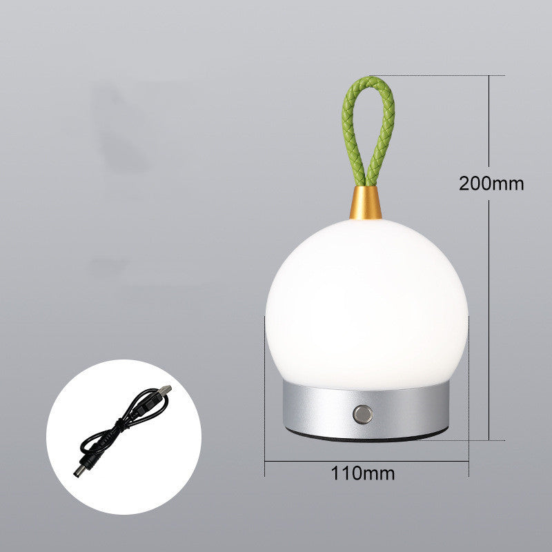 Night light camping lamp with white globe, green braided loop, silver base by Sell My Stuff on Tampa Home & Garden Store
