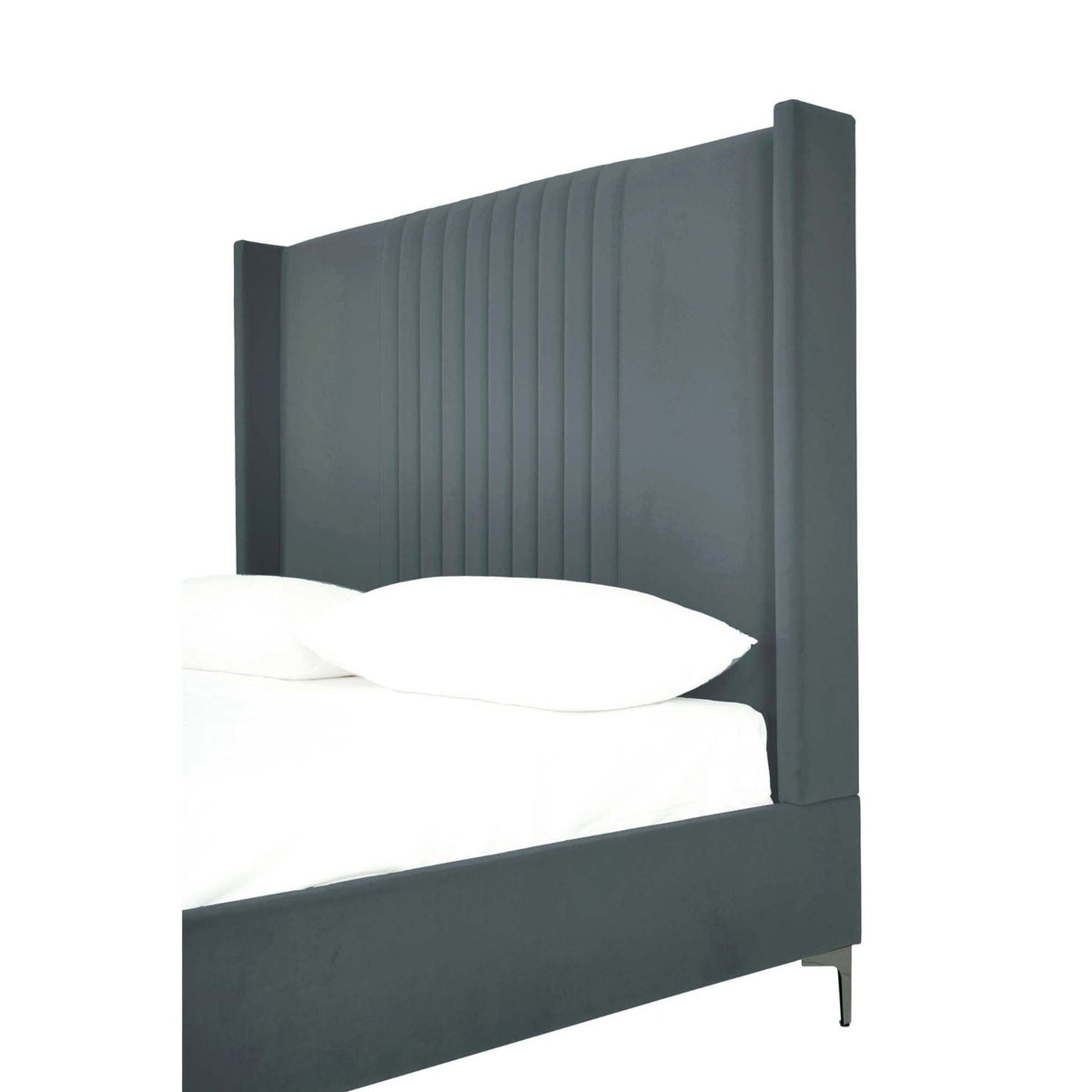 Promenade bed with upholstered headboard and slats in dark gray fabric HouseOfZazla on Tampa Home & Garden Store