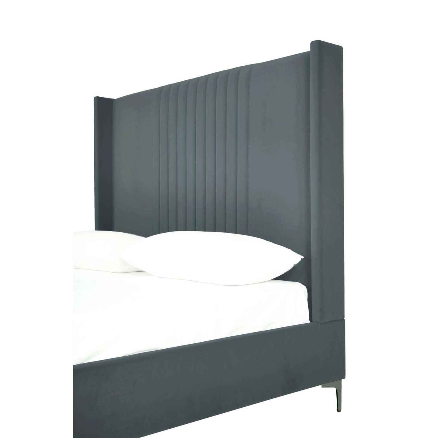 Promenade bed with upholstered headboard and slats in dark gray fabric HouseOfZazla on Tampa Home & Garden Store
