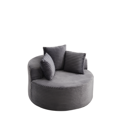 Modern Round Corduroy and Single Sofa Chair