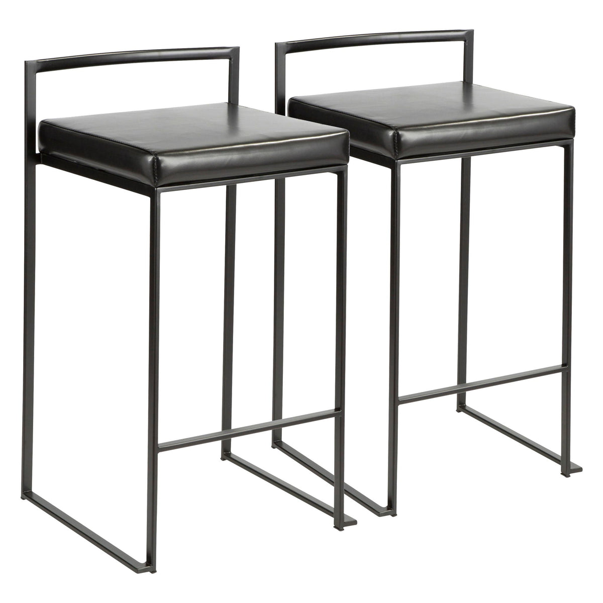 Stackable counter stools with black cushioned seats, metal frame; HouseOfZazla stools (2) on Tampa Home & Garden Store