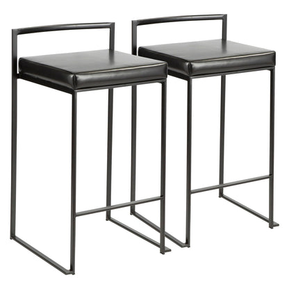 Stackable counter stools with black cushioned seats, metal frame; HouseOfZazla stools (2) on Tampa Home & Garden Store