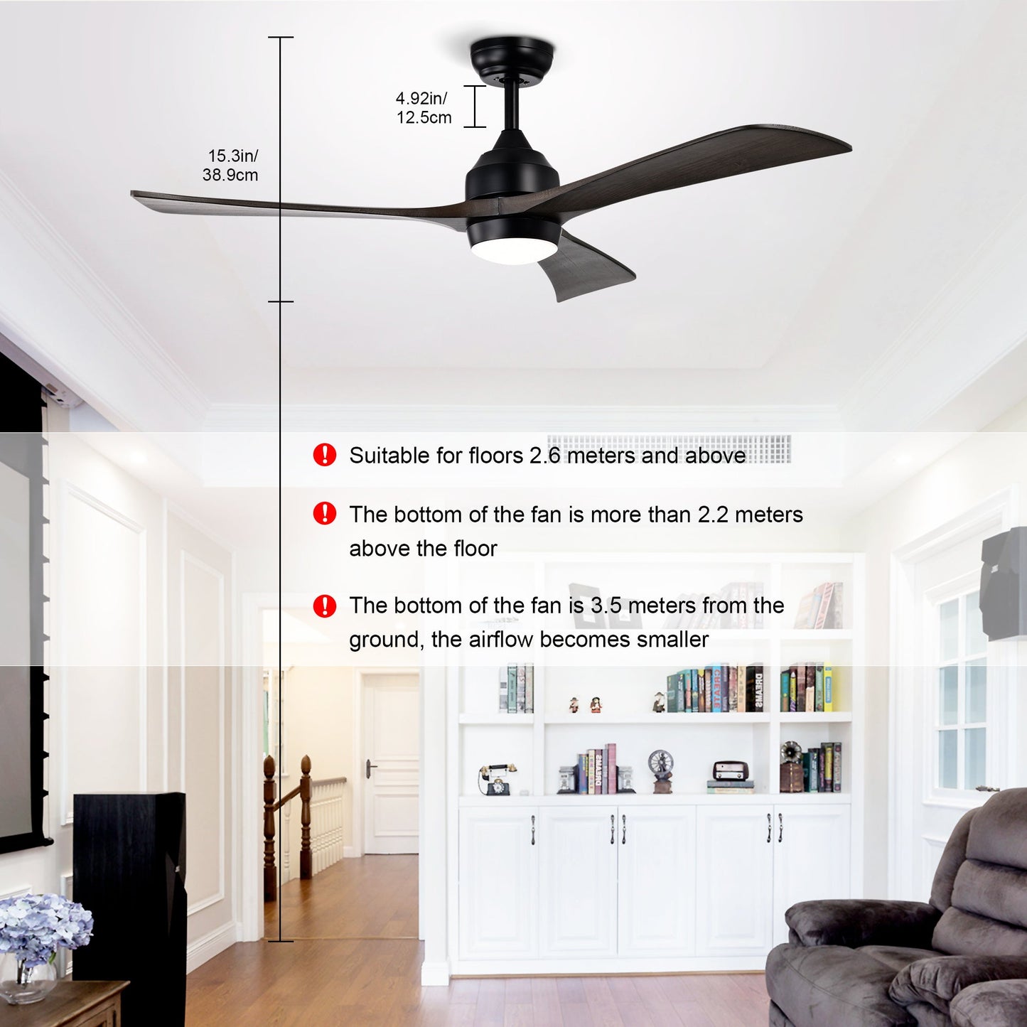 52-inch solid wood blade ceiling fan with lights by HouseOfZazla, remote control on Tampa Home & Garden Store