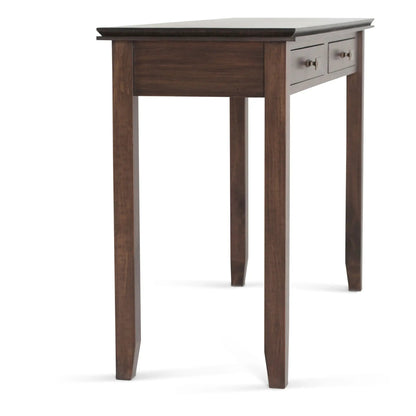Artisan Handcrafted Console Sofa Table in dark wood with two drawers and brass pulls on Tampa Home & Garden Store