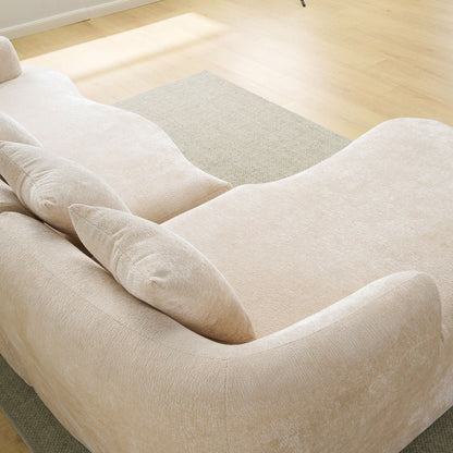 Modular L-Shape Sectional Sofa with curved chaise in beige textured fabric on Tampa Home & Garden Store