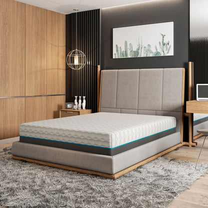 Copper Lux 12-inch Memory Foam Mattress by HouseOfZazla on a grey bed in a chic bedroom on Tampa Home & Garden Store