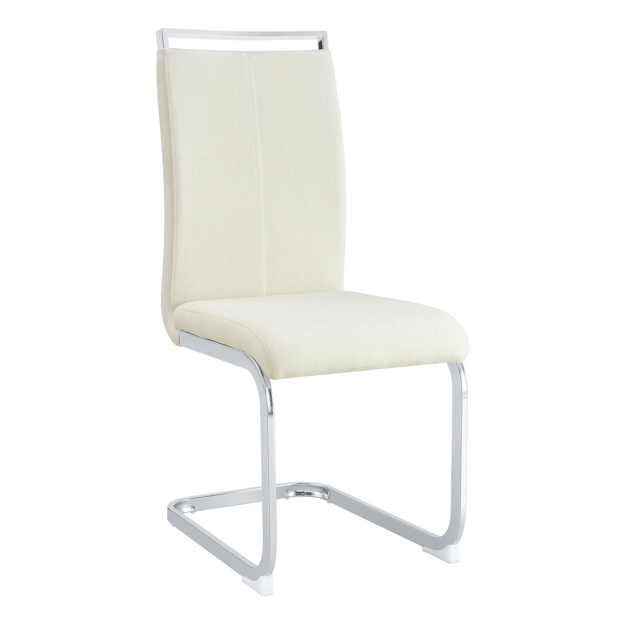 Dining chair with cream upholstery and ergonomic backrest on chrome cantilever base on Tampa Home & Garden Store