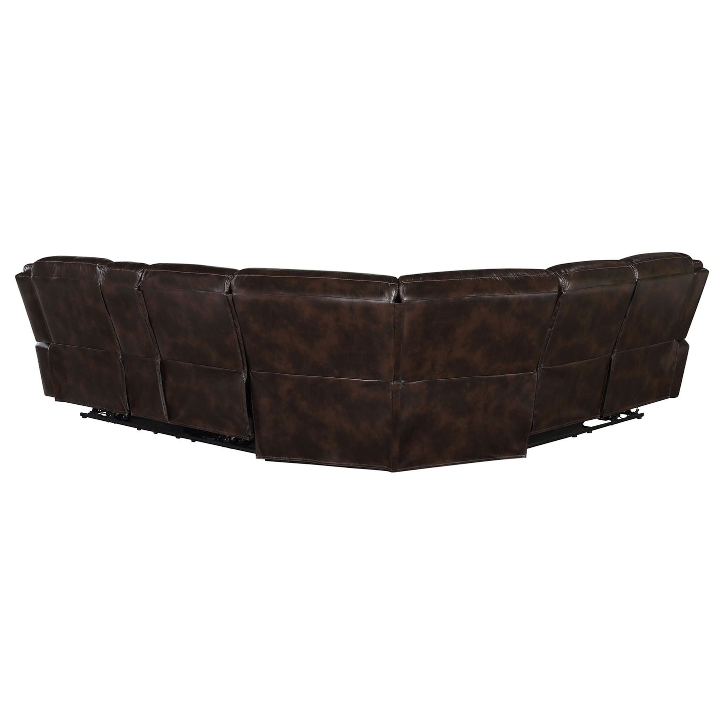 Mclean power reclining sectional sofa with storage console in dark brown leather on Tampa Home & Garden Store