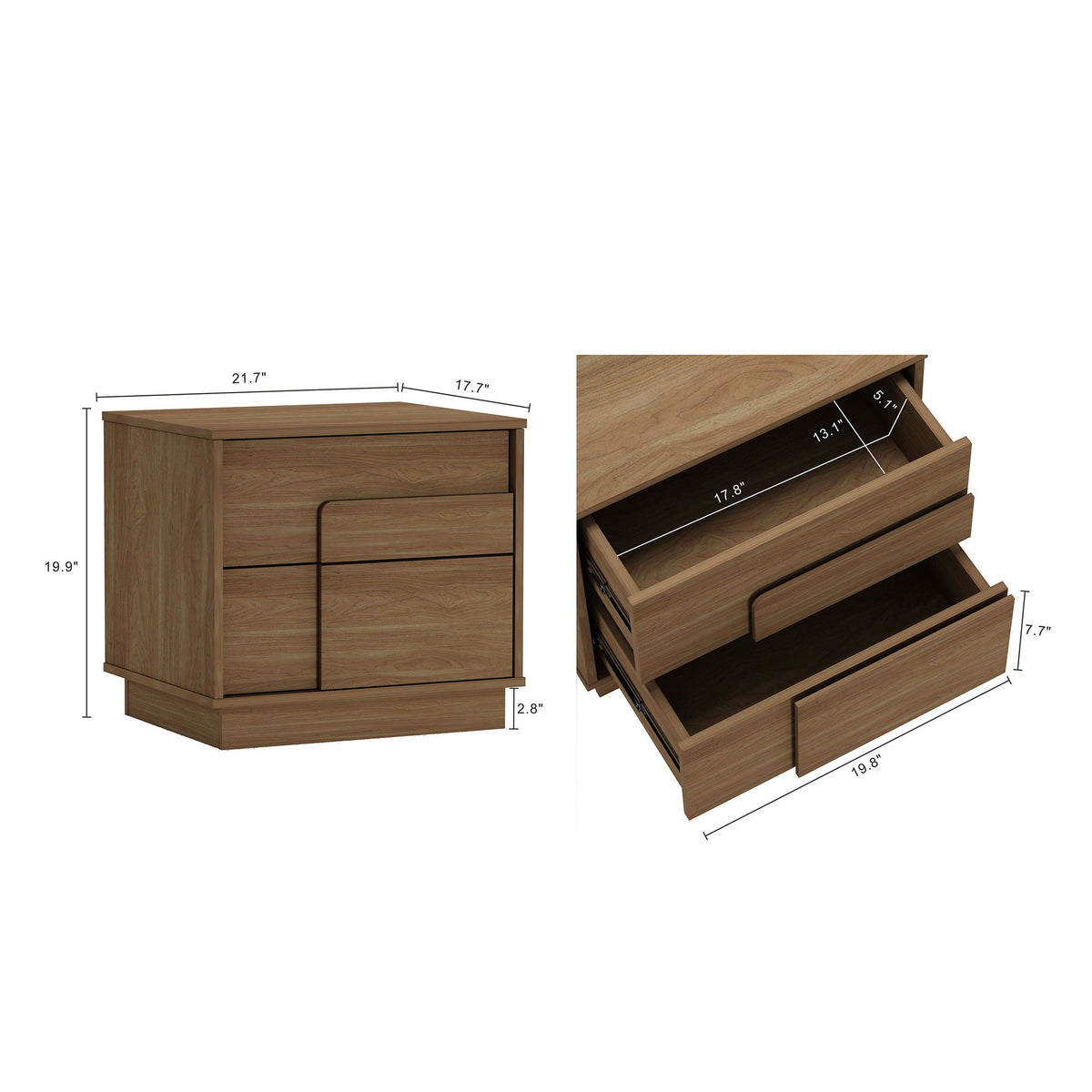 Modern Nightstand with Push to Open Drawers brown wood finish HouseOfZazla accent nightstand on Tampa Home & Garden Store