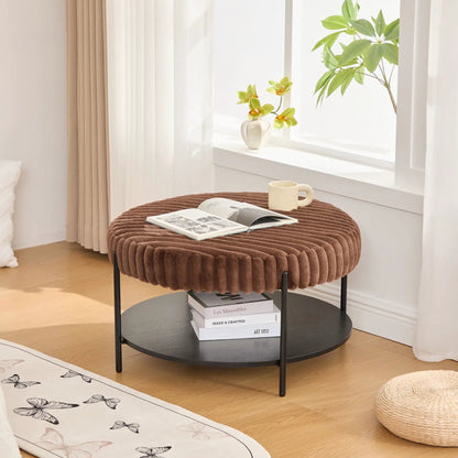 Modern Upholstered Round Ottoman Coffee Table