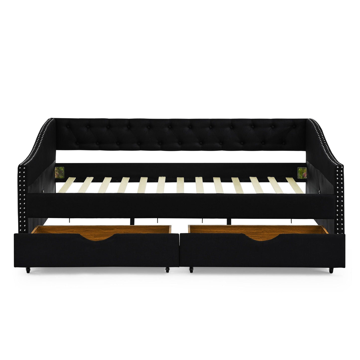 Upholstered Tufted Daybed with Storage Drawers