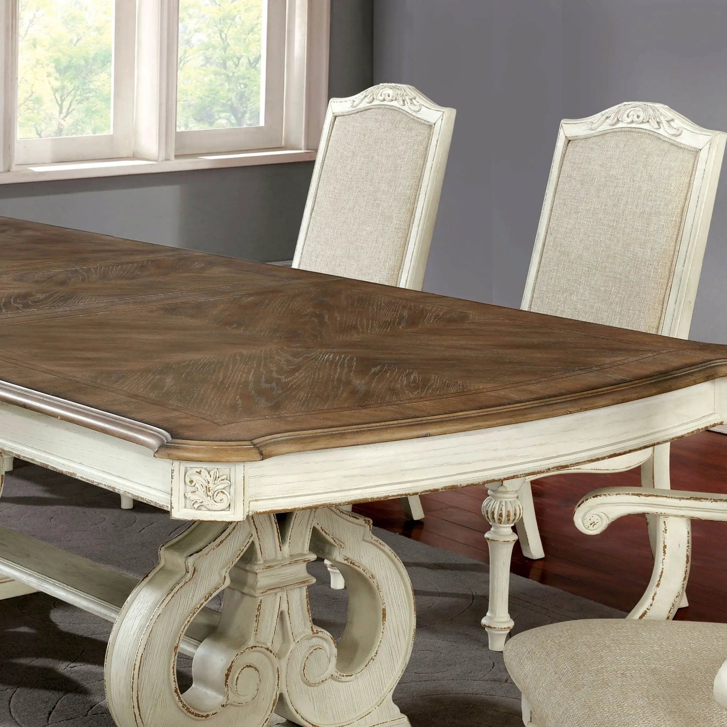 Rustic Dining Set Table and Upholstered Chairs