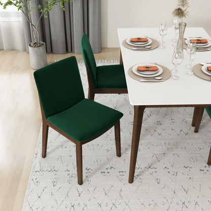 Mid-Century Modern solid wood dining chair set with green fabric upholstery by HouseOfZazla on Tampa Home & Garden Store
