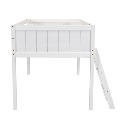 Low Loft Bed with Adjustable Ladder white painted wood frame on Tampa Home & Garden Store