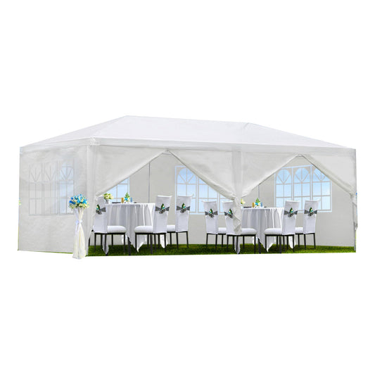 10x20' outdoor garden gazebo canopy by HouseOfZazla with white fabric and sidewalls on Tampa Home & Garden Store