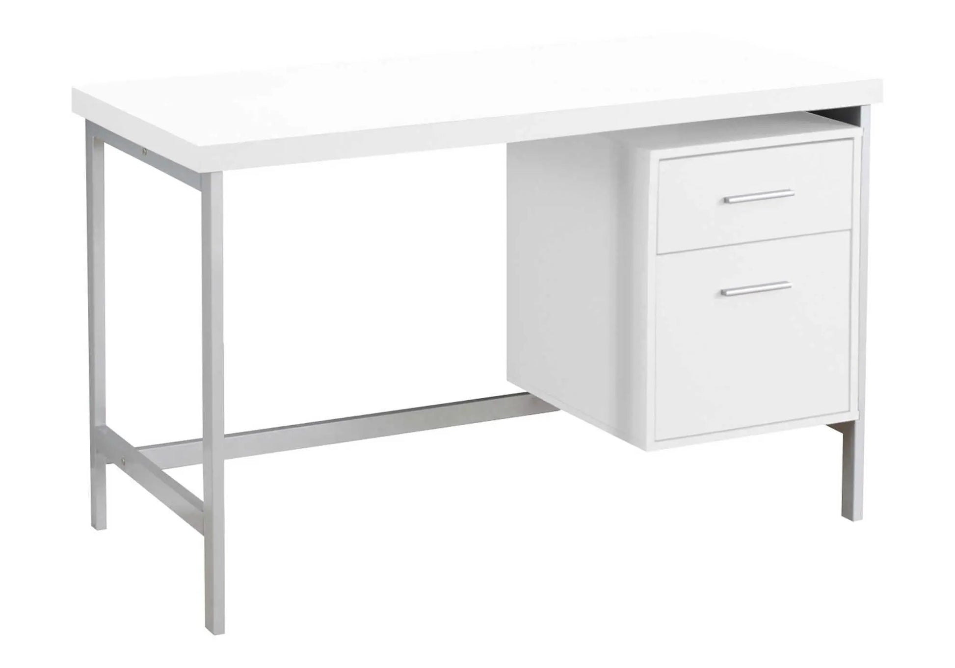 Writing Desk with white top and metal frame, right-side 2-drawer storage unit, modern design on Tampa Home & Garden Store