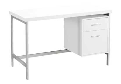 Writing Desk with white top and metal frame, right-side 2-drawer storage unit, modern design on Tampa Home & Garden Store