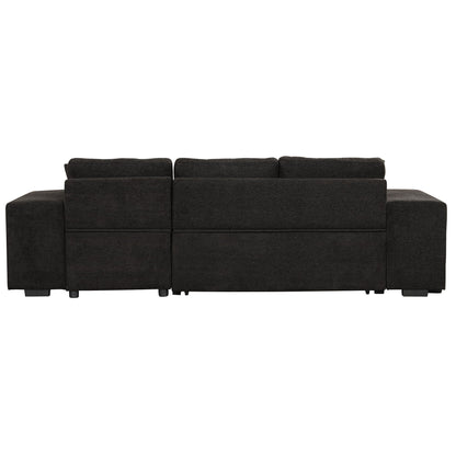Modern L-shape sleeper sectional couch by HouseOfZazla with storage chaise and 2 stools on Tampa Home & Garden Store