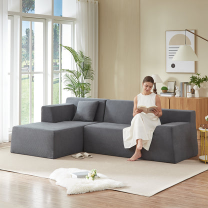 Modern Minimalist Wide Striped Corduroy Sofa