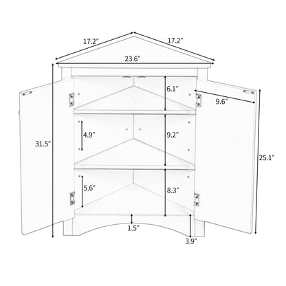 Triangle bathroom linen cabinet with adjustable shelves, freestanding floor cabinet HouseOfZazla on Tampa Home & Garden Store