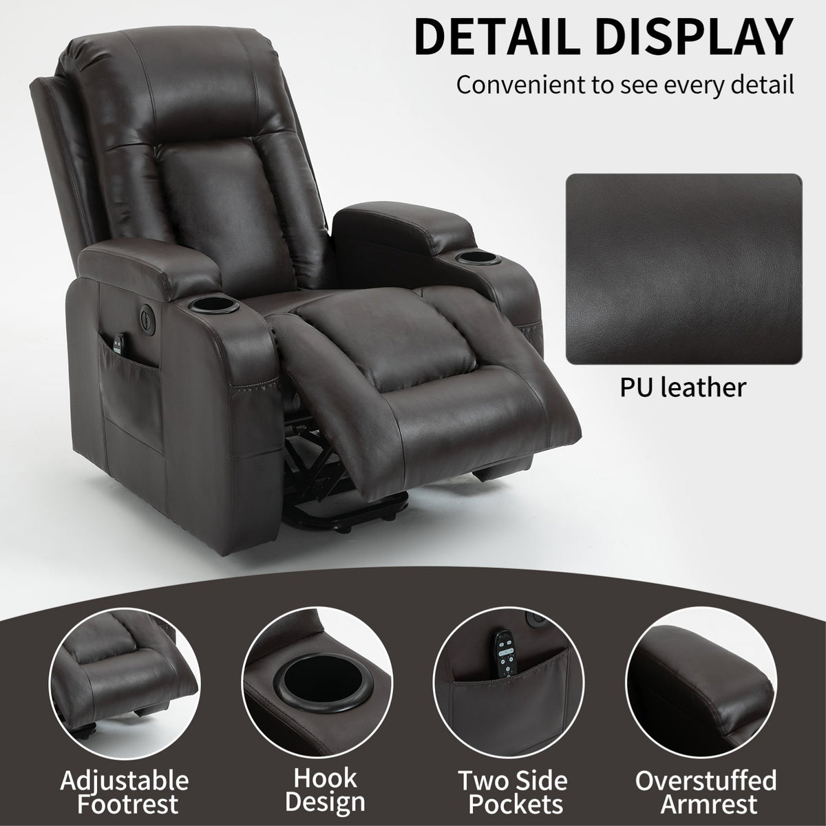 Thick Power Lift Recliner Chair and Footrest