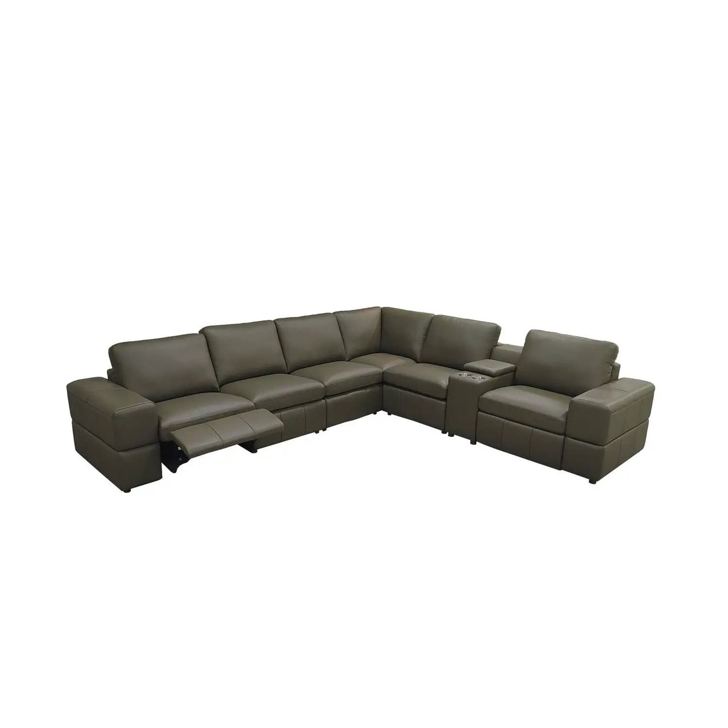 Upholstered large-armed sectional with recliner seats leather on Tampa Home & Garden Store