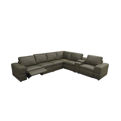 Upholstered large-armed sectional with recliner seats leather on Tampa Home & Garden Store