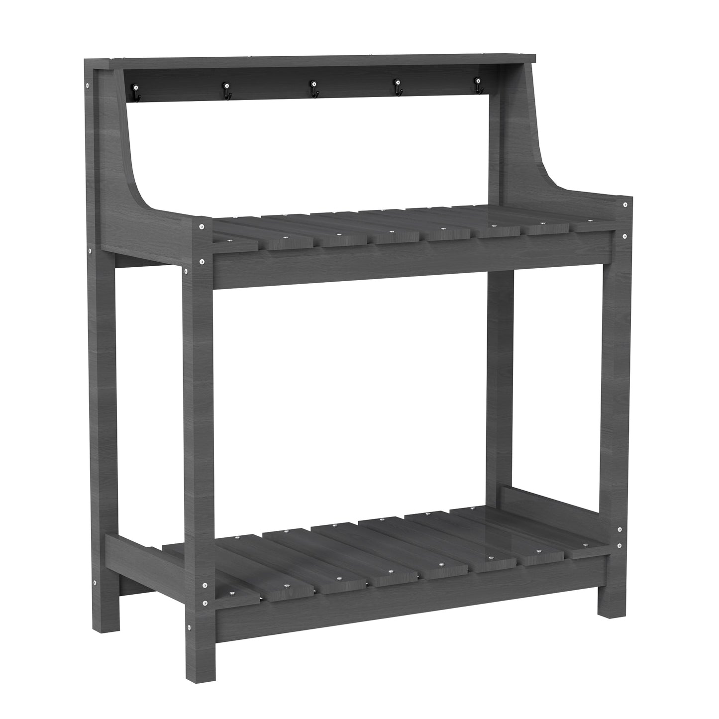 Outdoor potting bench with storage in dark gray HDPE by HouseOfZazla on Tampa Home & Garden Store