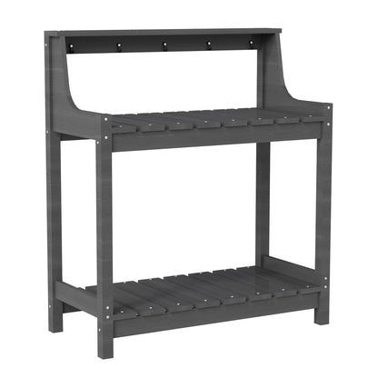 Outdoor potting bench with storage in dark gray HDPE by HouseOfZazla on Tampa Home & Garden Store