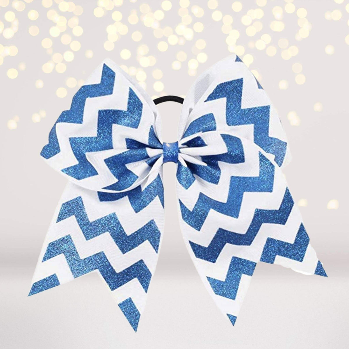 Hair bow 6.5in glitter blue chevron grosgrain on white ribbon, set of bows on Tampa Home & Garden Store