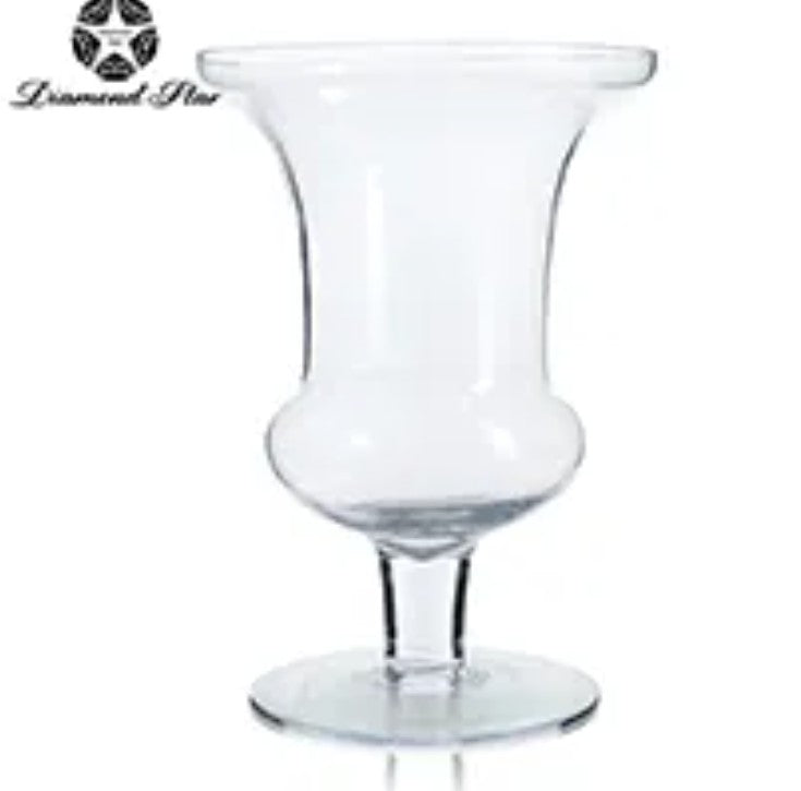 Glass Urn Vase by Thenestedfig, clear glass, stemmed pedestal style on Tampa Home & Garden Store