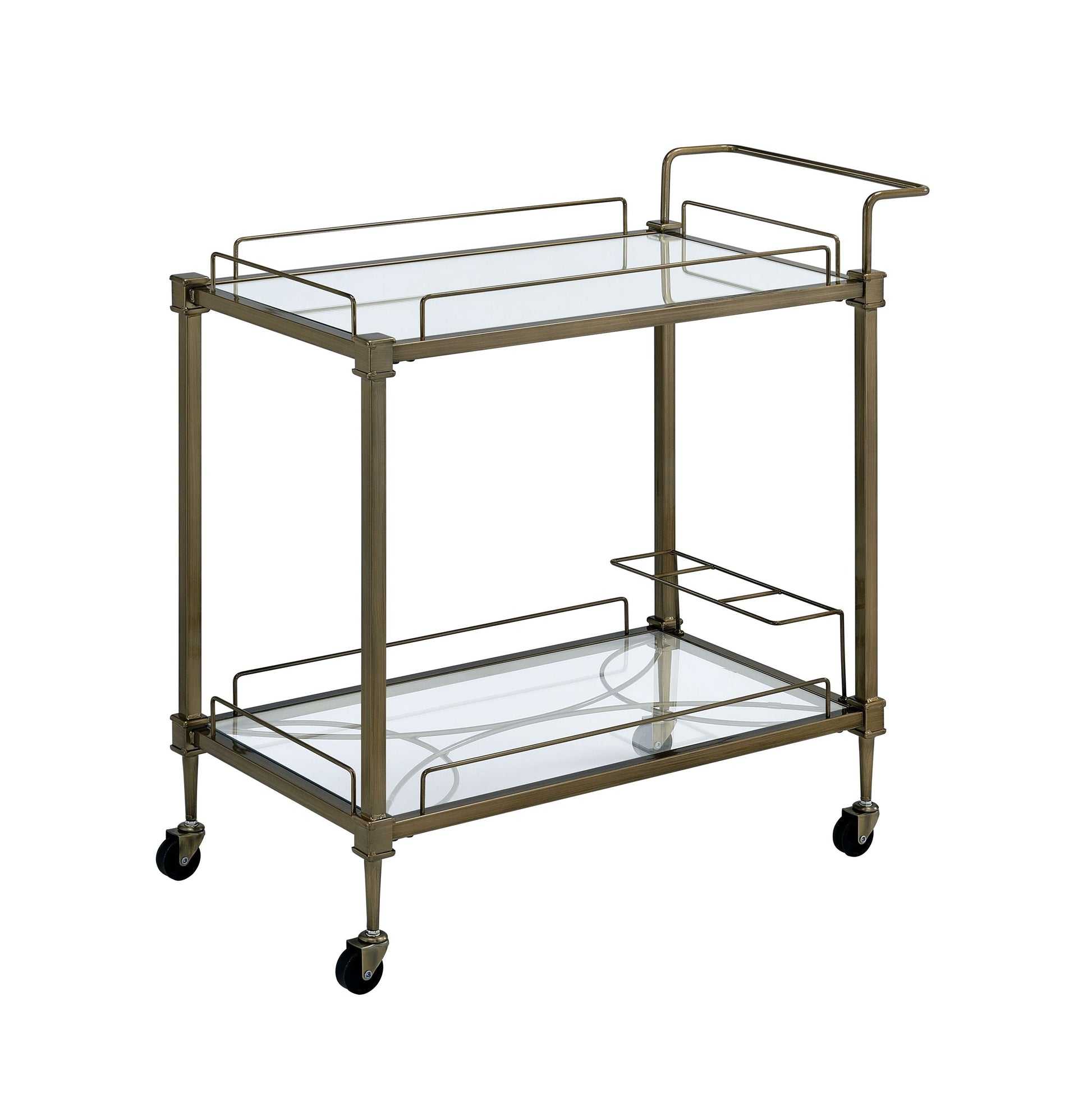 Aditya mirrored antique brass finish serving cart with glass shelves by HouseOfZazla on Tampa Home & Garden Store