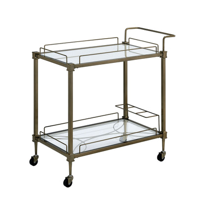 Aditya mirrored antique brass finish serving cart with glass shelves by HouseOfZazla on Tampa Home & Garden Store