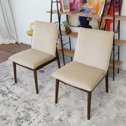 Monza Contemporary Dining Chair Set beige upholstered chairs with solid wood legs, 2-pack on Tampa Home & Garden Store