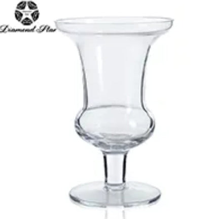 Glass Urn Vase by Thenestedfig, clear glass pedestal with flared rim, 2 size options on Tampa Home & Garden Store