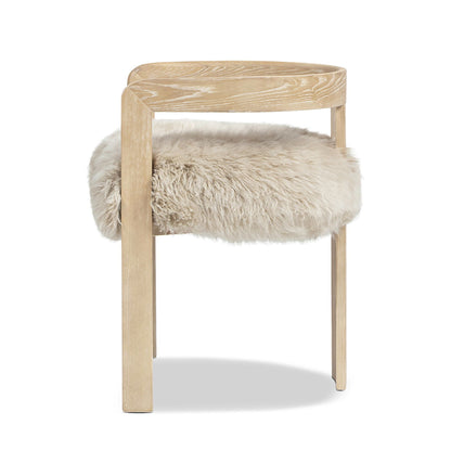Low back dining chair with genuine sheepskin upholstery in natural blonde wood frame HouseOfZazla on Tampa Home & Garden Store