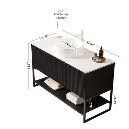 Tulio 48" Vanity with Sink and Storage Cabinet by HouseOfZazla, ribbed cabinet, white countertop on Tampa Home & Garden Store