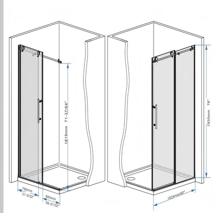 Frameless tempered-glass shower door with black hardware in a corner enclosure on Tampa Home & Garden Store
