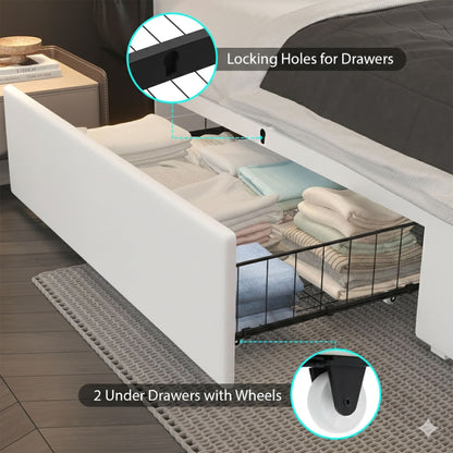 Wingback Upholstered Bed Frame Led and Usb