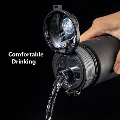 Stevvex stainless steel sport water bottle, black, insulated, leakproof with flip lid on Tampa Home & Garden Store