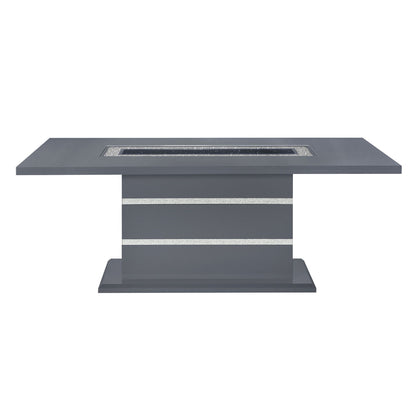 Ariya Dining Table by HouseOfZazla in dark gray high gloss with built-in fire pit on Tampa Home & Garden Store