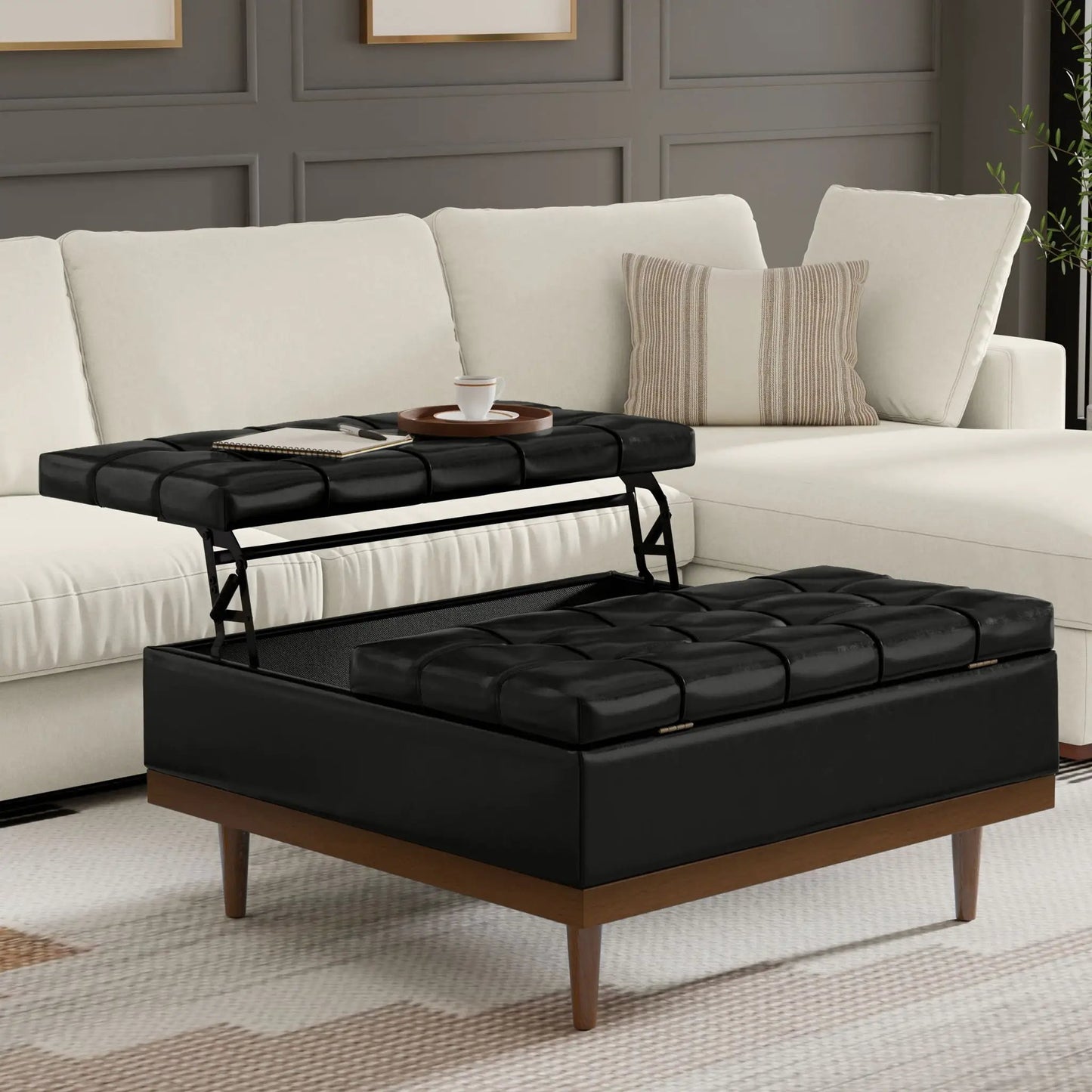 Mariah Upholstered Lift Top Table Storage Ottoman